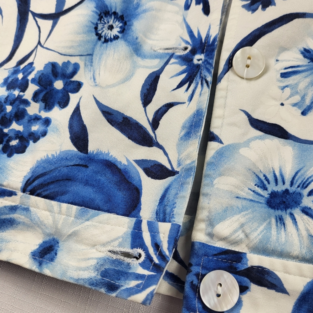 David Brooks Lightweight Floral JACKET Womens Size M Blue White Button Up Vtg - Picture 13 of 16